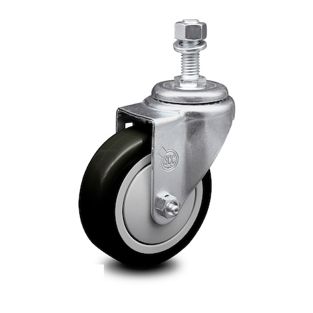 Service Caster 4 Inch Black Polyurethane Wheel Swivel 1/2 Inch Threaded Stem Caster SCC SCC-TS20S414-PPUB-BLK-121315